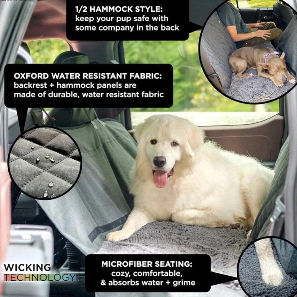 Black 3 in 1 Dog back Car Seat Cover hammock dog gone smart